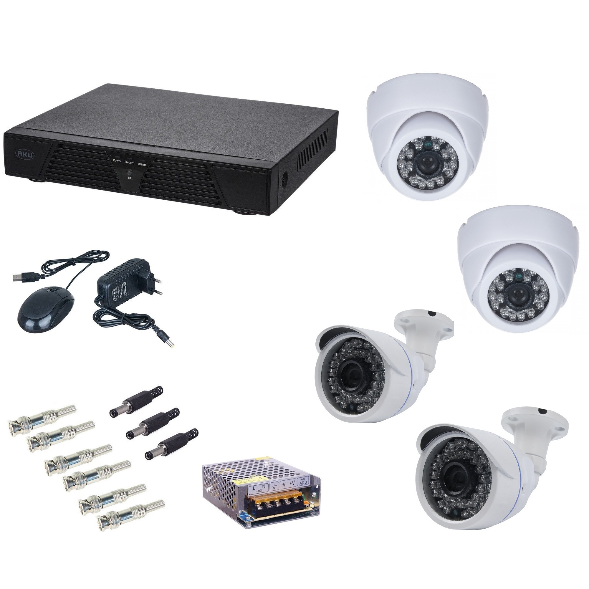 Kit supraveghere video Aku 4 camere interior/exterior 2K + DVR 4 canale H264 rezolutie AHD 4.0 Megapixel