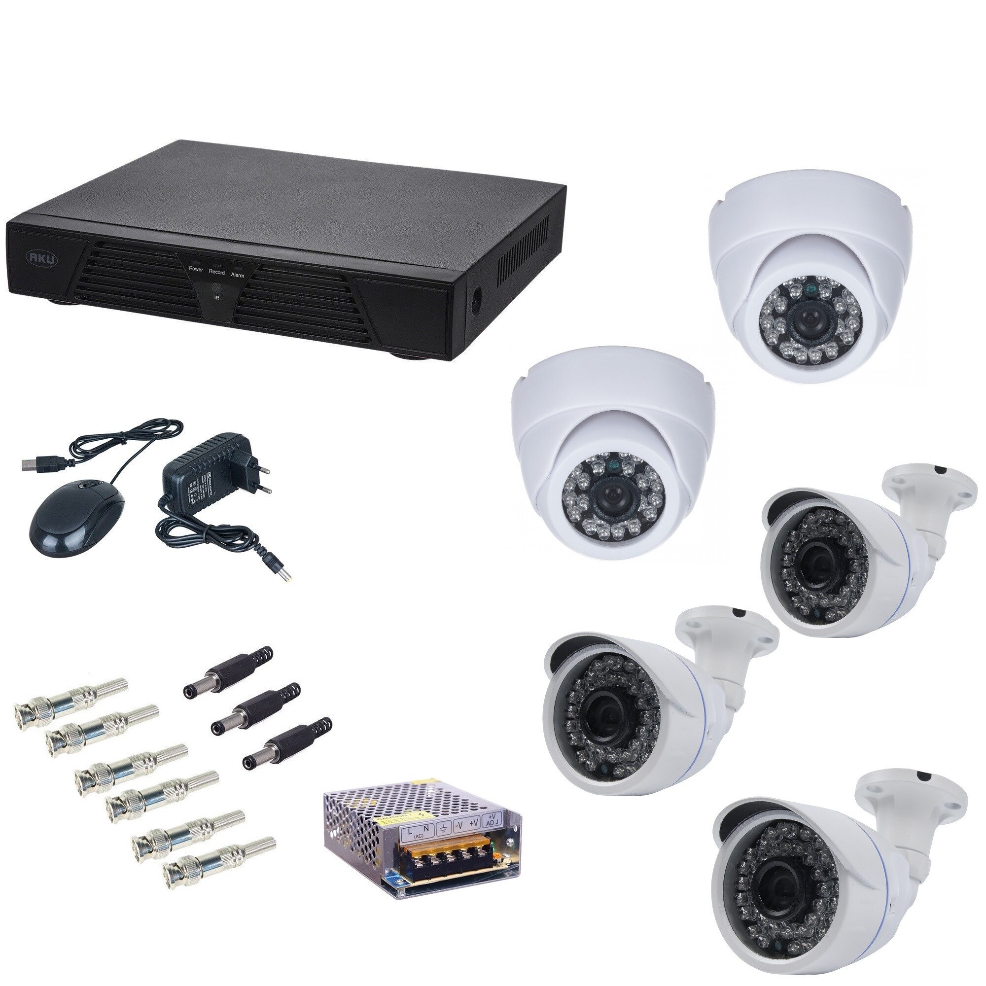 Kit supraveghere video Aku 5 camere interior/exterior 2K + DVR 8 canale H264 rezolutie AHD 4.0 Megapixel