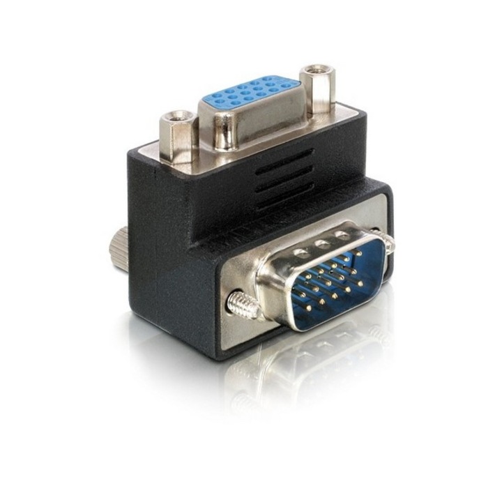 Adaptor Delock, VGA tata/VGA mama, 3cm, Negru