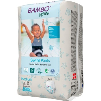 Scutece chilotel de inot Bambo Nature, Medium, 12+ kg, 12 buc