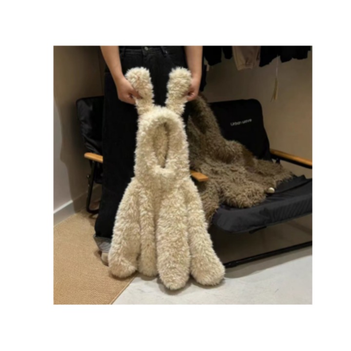 Palton pentru copii, toamna si iarna plus, dulce si dragut bumbac ureche par, fata, aproape alb, 100cm