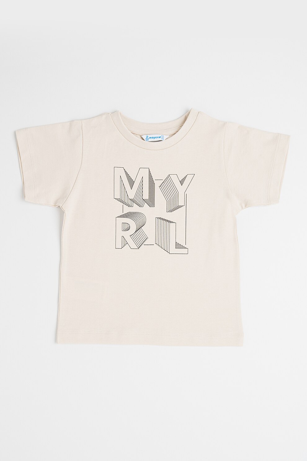 Mayoral, Tricou cu logo, Bej, Negru stins, Bej deschis, 116 CM