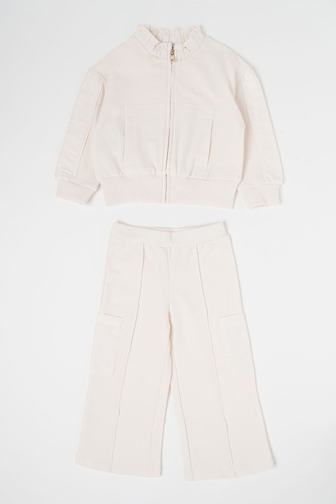 Mayoral, Set de pantaloni si bluza sport cu fermoar, Alb fildes
