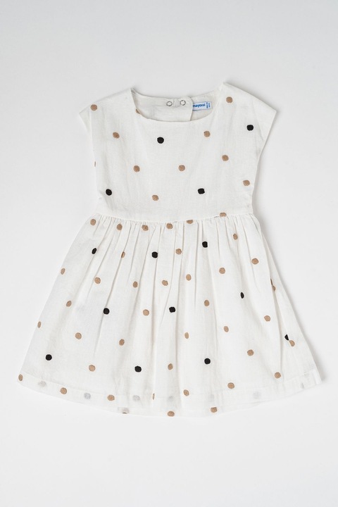 Mayoral, Mintás bővülő ruha puffos ujjakkal, Fekete/Világosbarna/Fehér