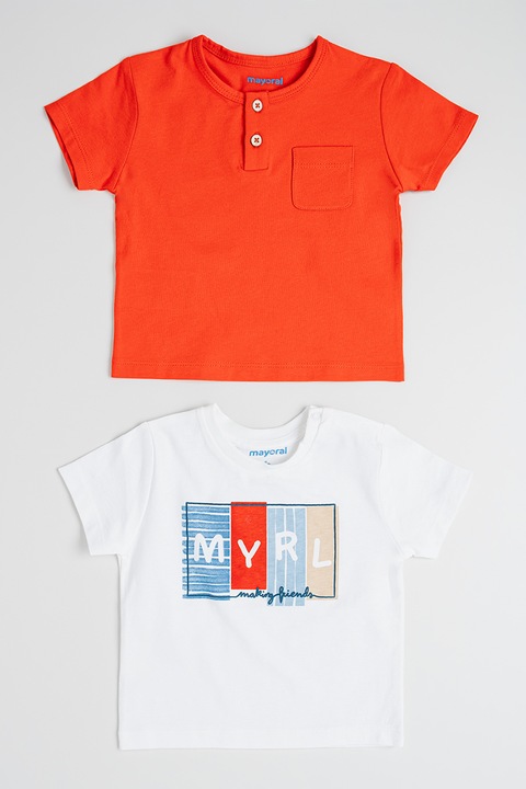 Mayoral, Póló felirattal, Pasztellkék/Mandarinszín/Törtfehér