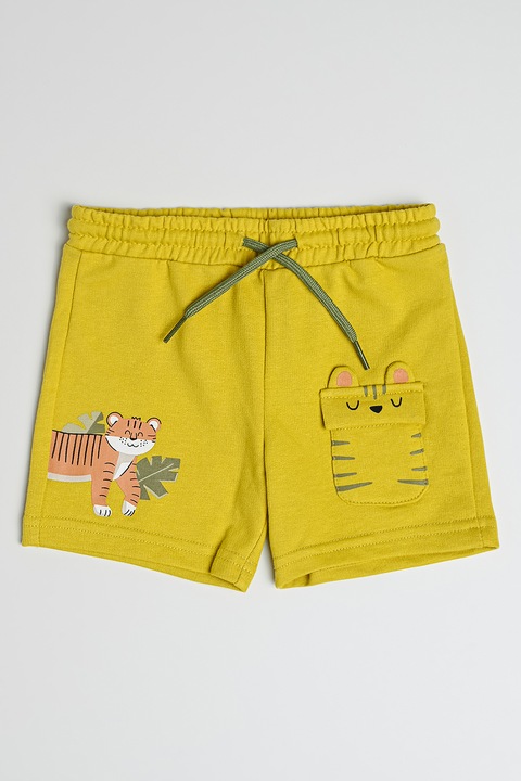 Mayoral, Pantaloni scurti din amestec de bumbac cu imprimeu, Maro/Verde fistic