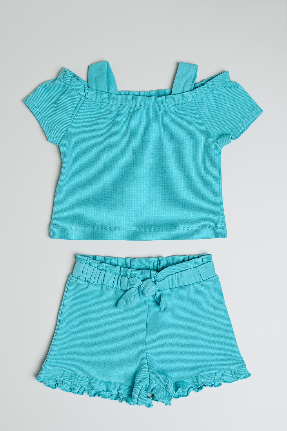 Mayoral, Set de tricou uni si pantaloni scurti - 2 piese, Turcoaz, 80 CM