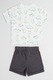 Mayoral, Set de imbracaminte cu imprimeu grafic -3 piese, Alb, Turcoaz, Gri inchis, 80 CM