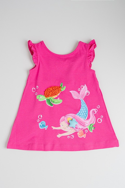 Mayoral, Pamuttartalmú bővülő ruha, Pasztellkék/Sötét rózsaszín/Halványzöld