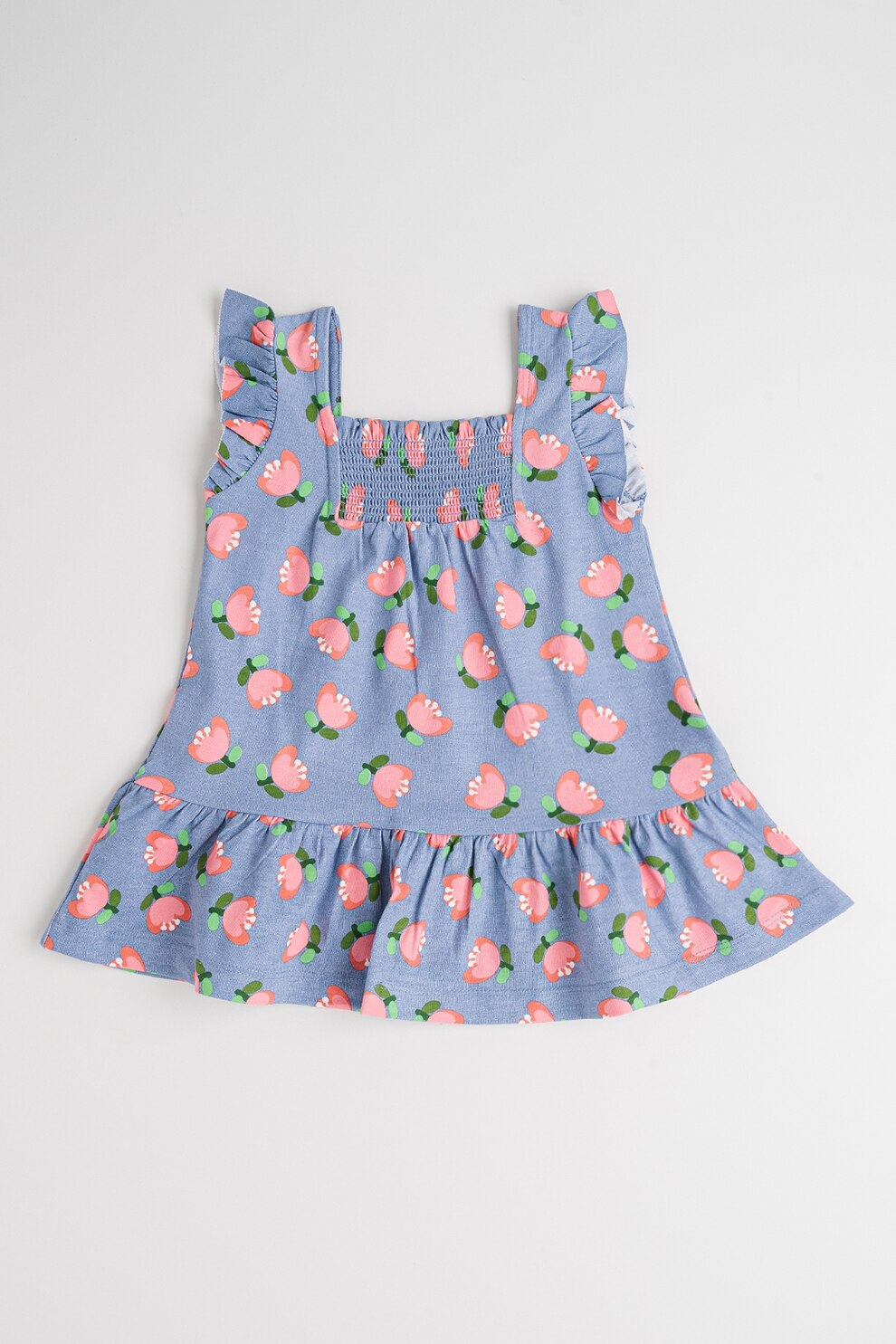 Mayoral, Rochie de bumbac cu imprimeu, Coral, Albastru prafuit, 80 CM