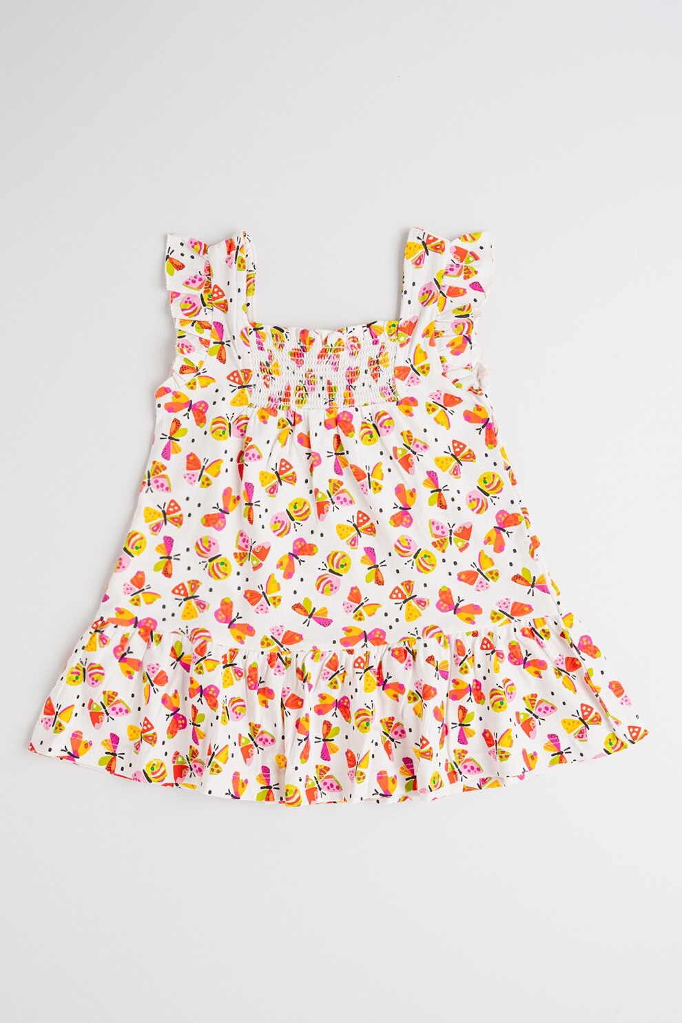 Mayoral, Rochie de bumbac cu imprimeu, Alb, Roz deschis, Verde fistic, 80 CM