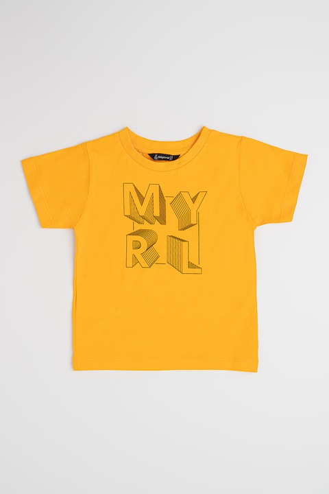 Mayoral, Tricou de bumbac cu imprimeu logo, Negru/Portocaliu