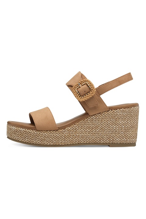 Marco Tozzi, Sandale demi-wedge cu catarama, Caramel