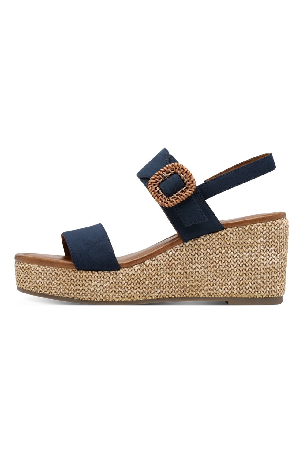 Marco Tozzi, Sandale demi-wedge cu catarama, Bleumarin, 39
