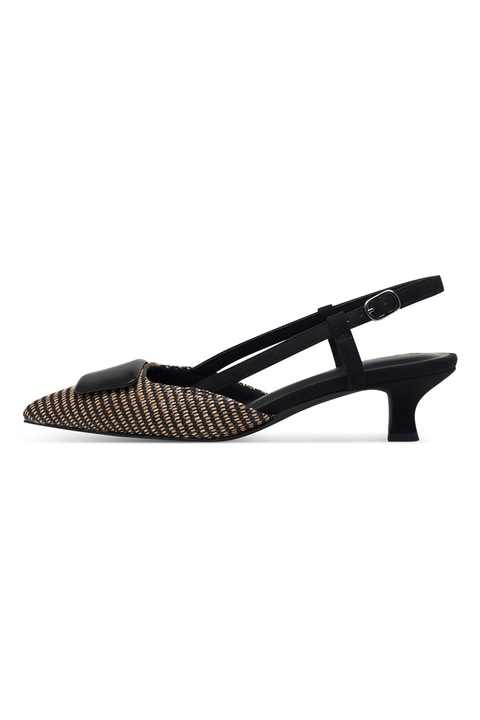 Marco Tozzi, Pantofi slinback cu varf ascutit, Negru/Bej