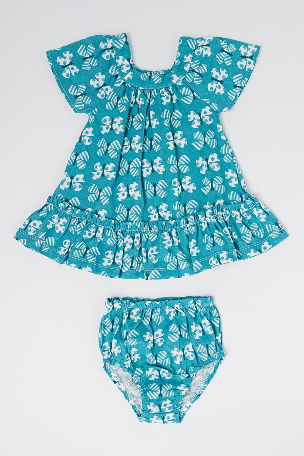 Mayoral, Set de rochie cu model si chiloti, Alb, Verde persan, 92 CM