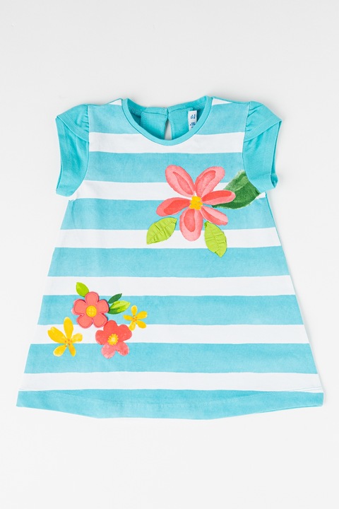 Mayoral, Virágmintás bővülő ruha, Fehér/Mentazöld