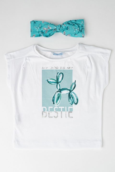 Mayoral, Mintás póló és fejpánt szett, Fehér/Világoszöld