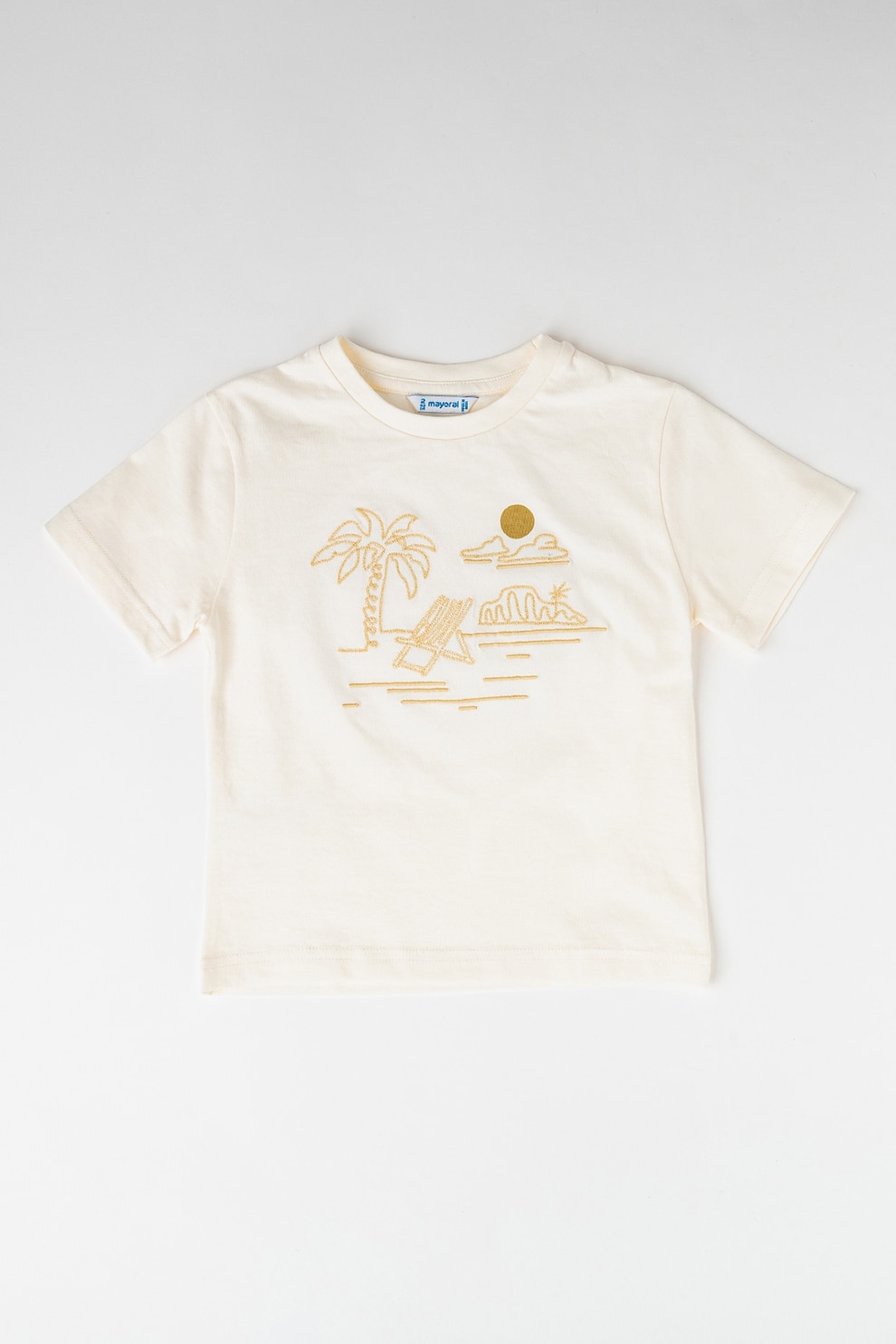 Mayoral, Tricou cu imprimeu tropical, Bej, Alb murdar, 116 CM