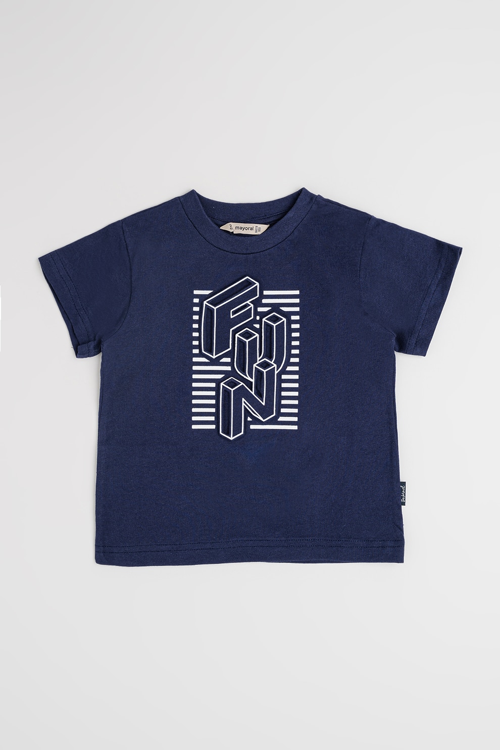 Mayoral, Tricou de bumbac cu imprimeu, Alb, Bleumarin, 104 CM