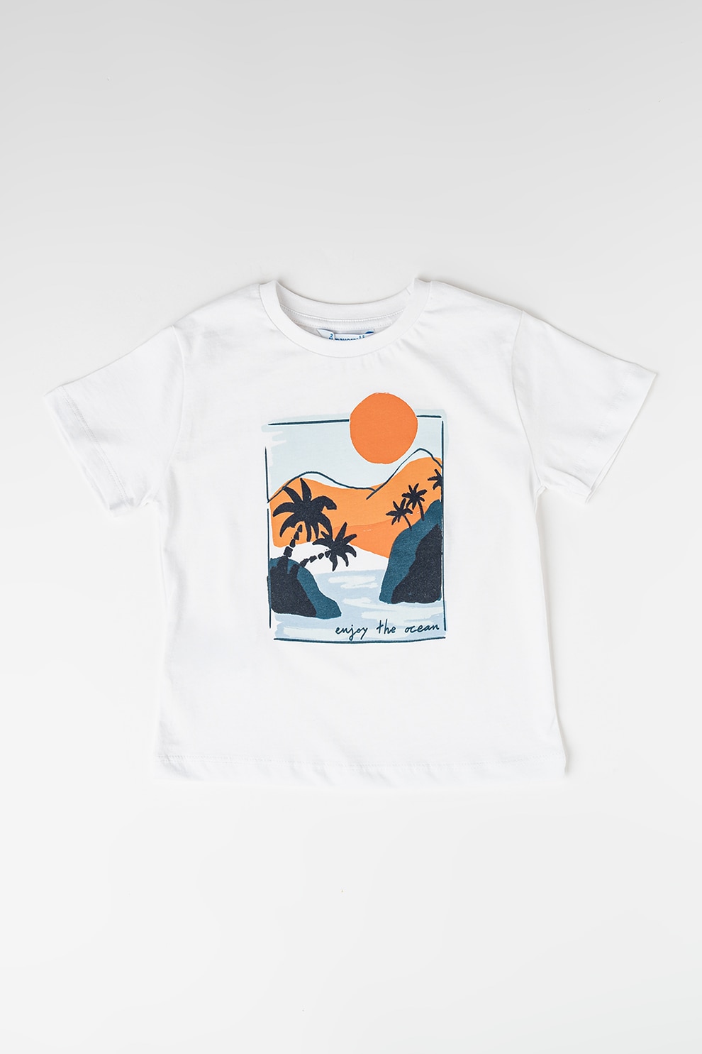 Mayoral, Tricou de bumbac cu imprimeu grafic, Portocaliu, Alb optic, 134 CM