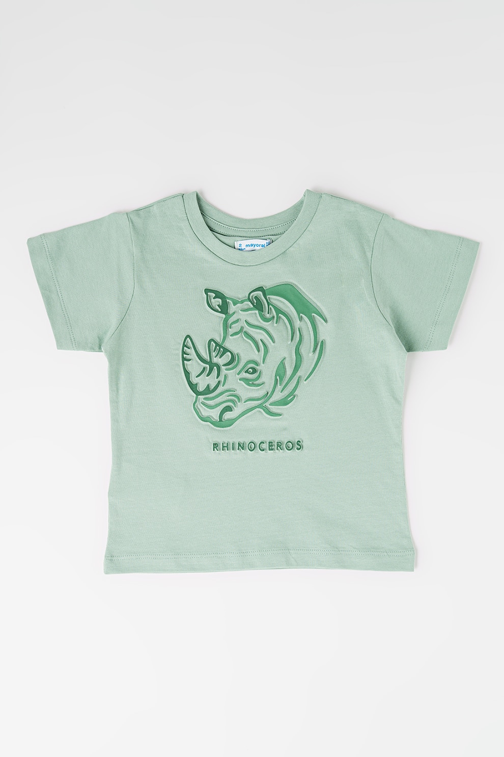 Mayoral, Tricou de bumbac cu model in relief, Verde deschis, 110 CM