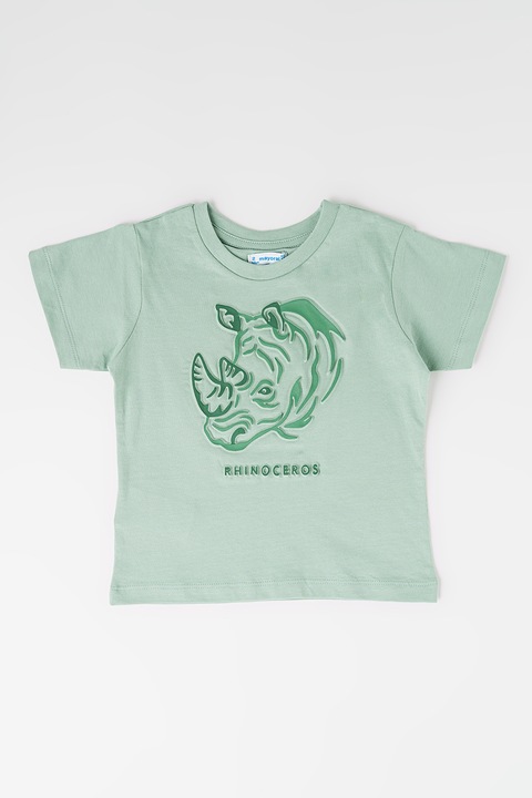 Mayoral, Tricou de bumbac cu model in relief, Verde deschis