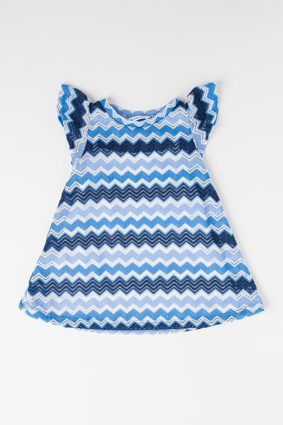 Mayoral, Rochie evazata cu dungi, Alb, Albastru inchis, 104 CM