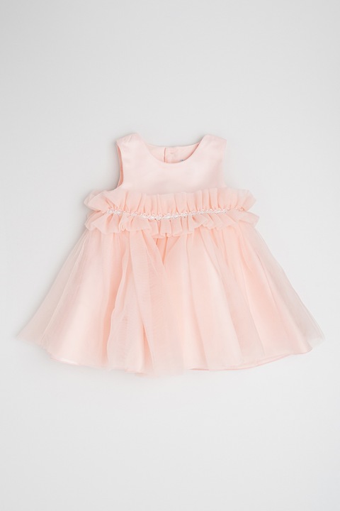 Abel & Lula, Rochie evazata cu dantela crosetata, Roz pastel