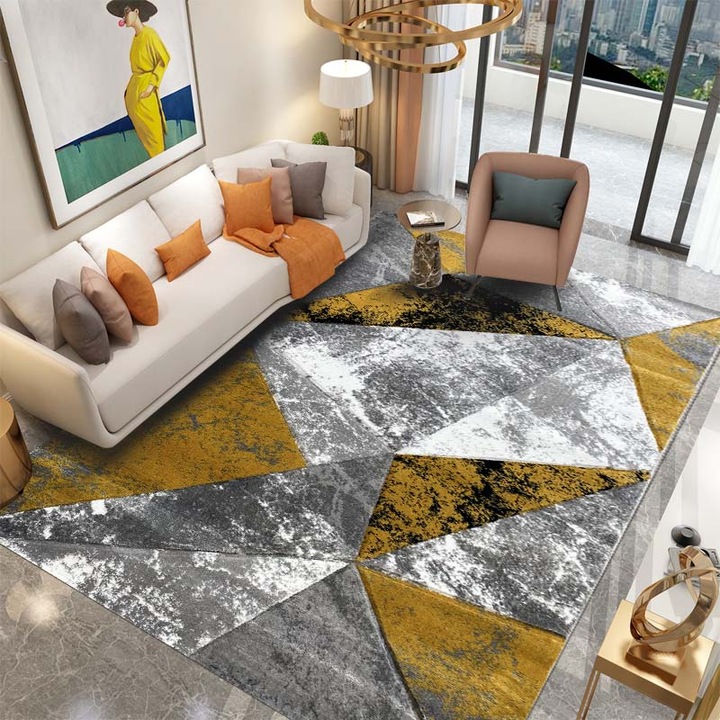 Covor Modern SULTAN 80x150 CM, Culoare GRI / GALBEN MUSTAR, Cod: 38500A