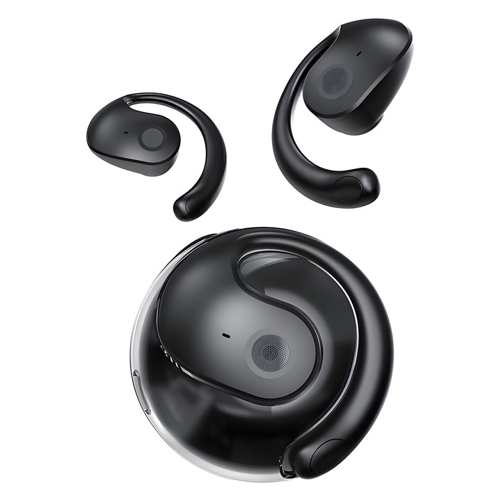 Casti Wireless Bluetooth, casti fara fir, OWS31, Casti Bluetooth fara fir cu anulare avansata a zgomotului, Peste ureche, Bluetooth 5.4, Microfon HD, Over-Ear, Rezistente la Apa, IPX5, Design fr anghie agatata, Sunet Panoramin la 360 °, negru