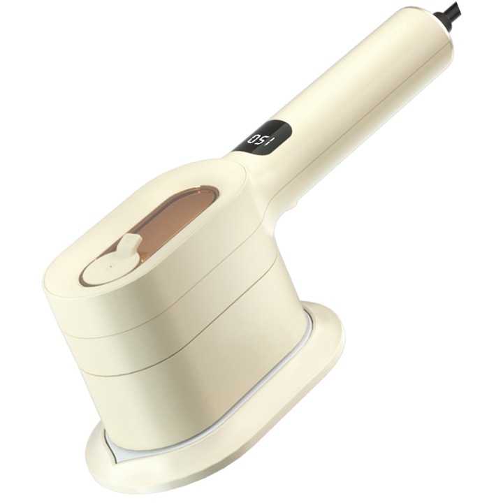 Aparat de calcat portabil cu abur GT1, Aparat de calcat vertical portabil cu abur, Mini masina de calcat manuala, abur de mare putere pentru sterilizare si reducerea ridurilor, calcare umeda si uscata, afisaj digital, reglabil la 90 de grade, Alb