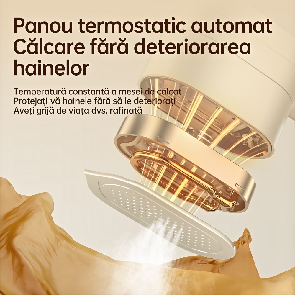 Aparat de calcat portabil cu abur GT1, Aparat de calcat vertical portabil cu abur, Mini masina de calcat manuala, abur de mare putere pentru sterilizare si reducerea ridurilor, calcare umeda si uscata, afisaj digital, reglabil la 90 de grade, Alb