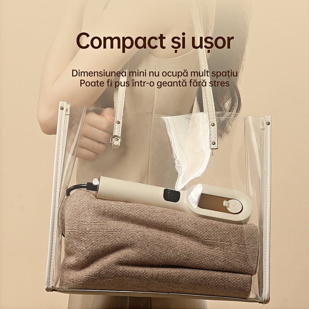 Aparat de calcat portabil cu abur GT1, Aparat de calcat vertical portabil cu abur, Mini masina de calcat manuala, abur de mare putere pentru sterilizare si reducerea ridurilor, calcare umeda si uscata, afisaj digital, reglabil la 90 de grade, Alb