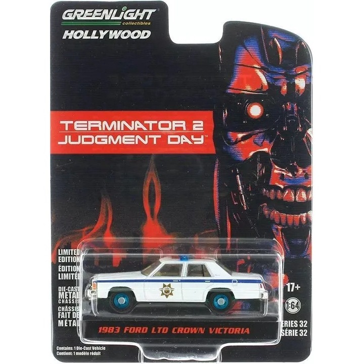 Macheta Ford LTD Crown Victoria Police, Terminator 2: Judgment Day - Greenlight 44920D, scara 1:64
