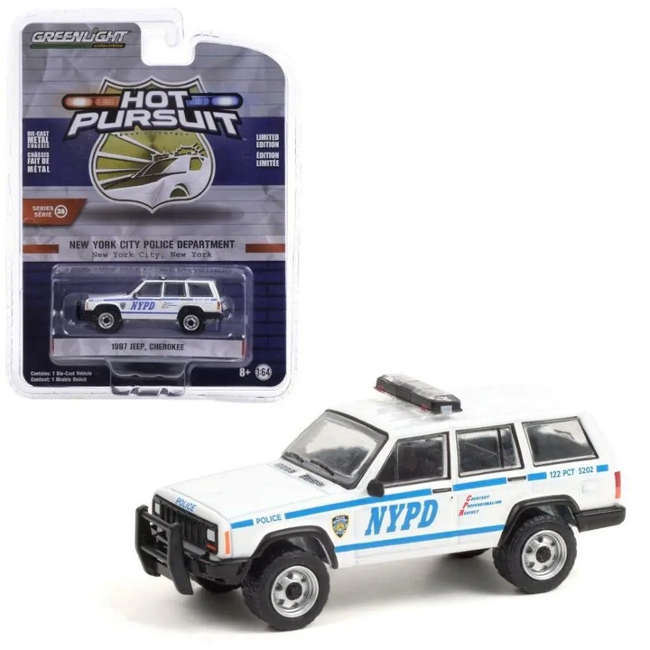 Jeep Cherokee 1997 sorozat 38 Hot Pursuit modell, 1:64 méretarány, Greenlight gl42960c