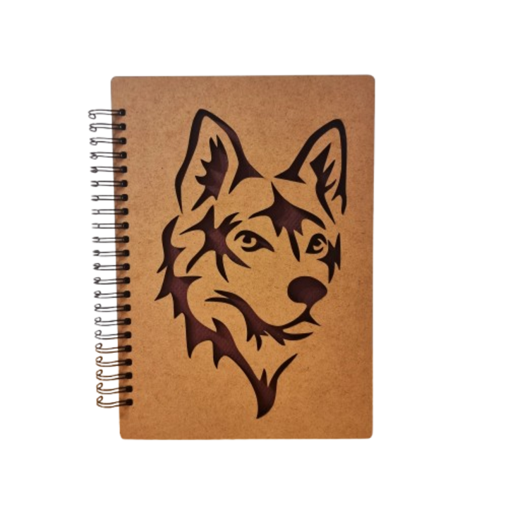 Agenda A5 CreativArt personalizata cu coperti din lemn model caine lup