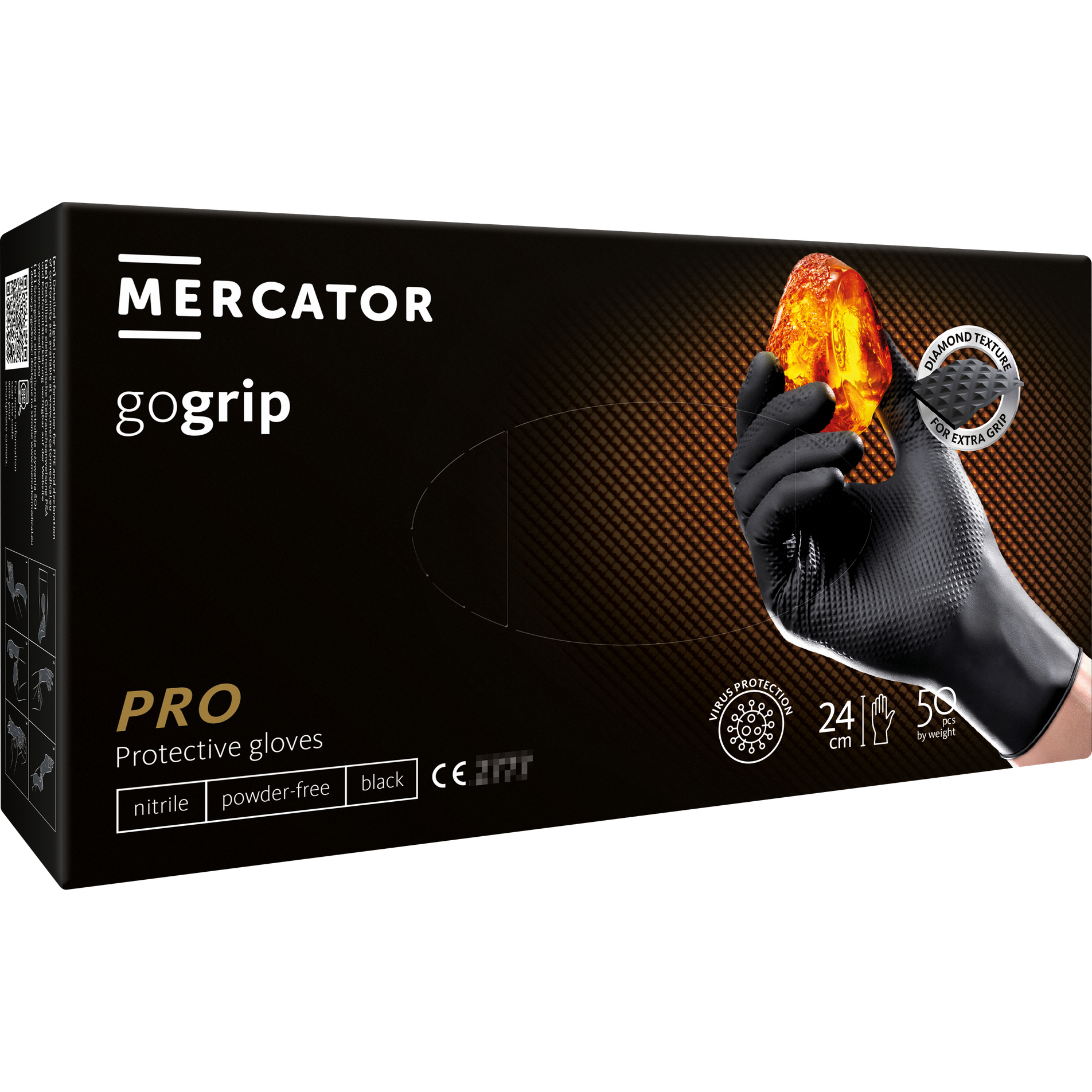 Set 50 bucati, Manusi Go Grip, negre, unica folosinta, masura L - eMAG.ro
