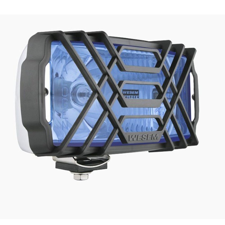 Proiector 220x123, faza lunga, cu pozitie, carcasa cromata, culoare albastra, cu grilaj 5HP.40486 Wesem