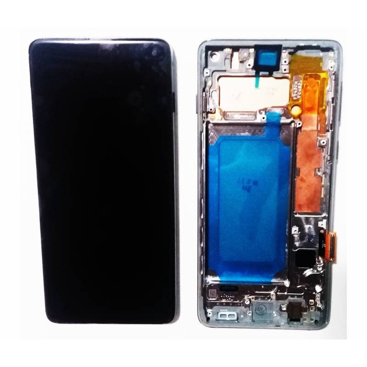 Display ecran cu Touchscreen si Rama compatibil cu Samsung S10, G973, Negru