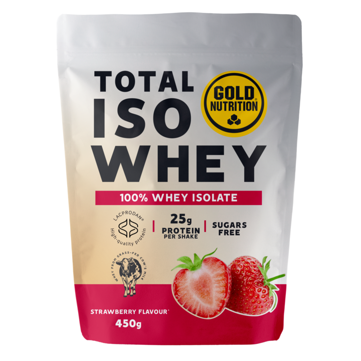 Pudra proteica izolat, GoldNutrition, Total Iso Whey, capsuni, 450g