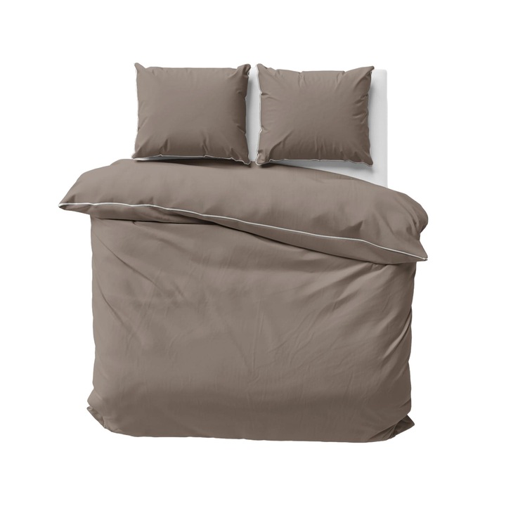 Ágynemű garnitúra, Detexpol, Pamut, 180x200/2+70x80 cm, Taupe