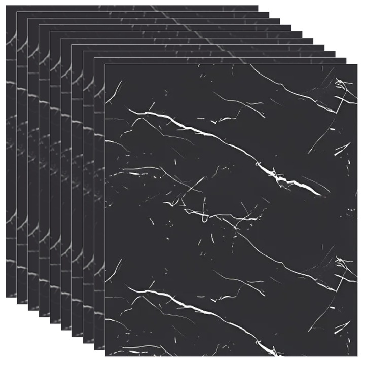 Set 10 Placi de tapet SDEPOT®, grosime 2mm, dimensiuni 60x60cm, imitatie de marmura, model gri inchis