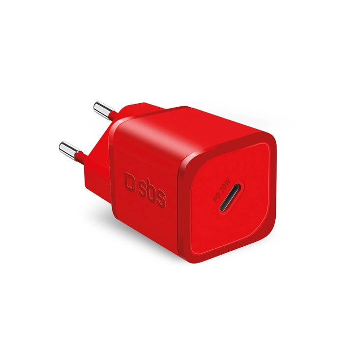 Зарядно за мрежа, SBS, TETRGAN1C20R, 20W, червено, USB-C