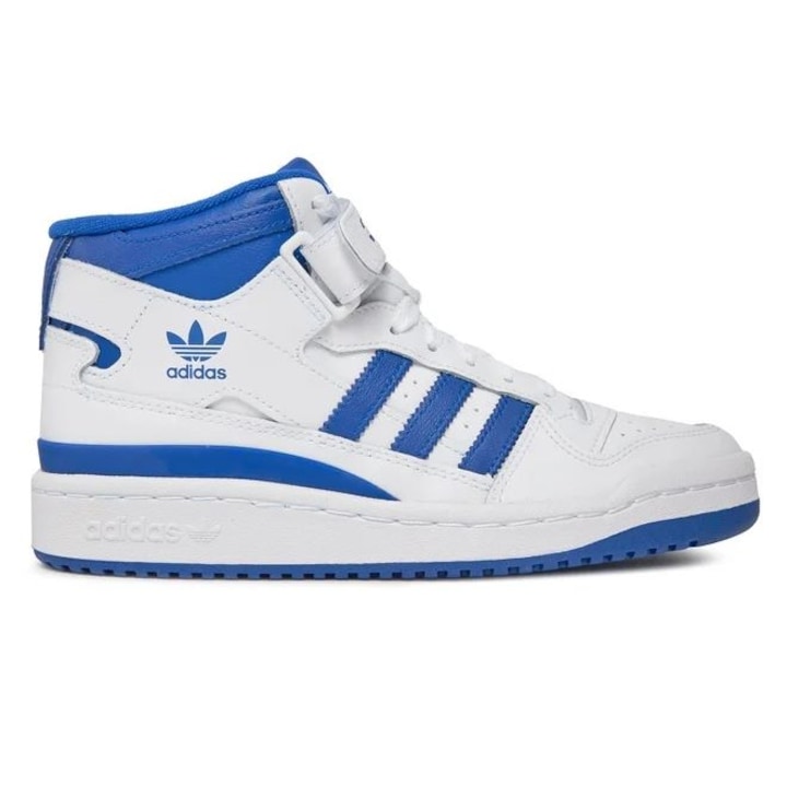 Tenisi dama Adidas Forum Mid, piele naturala, alb/albastru