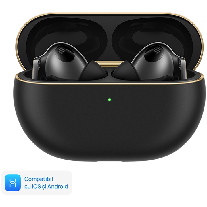 Casti In-Ear HUAWEI FreeBuds Pro 4, True Wireless, Hybrid ANC, Bluetooth, IPX54, Multi point connection, Automonie 33h, Carcasa incarcare wireless, Black