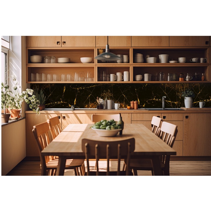 Tapet autoadeziv pentru bucatarie, DIMEX, Marmura, rezistent la apa, 420x60cm, Multicolor