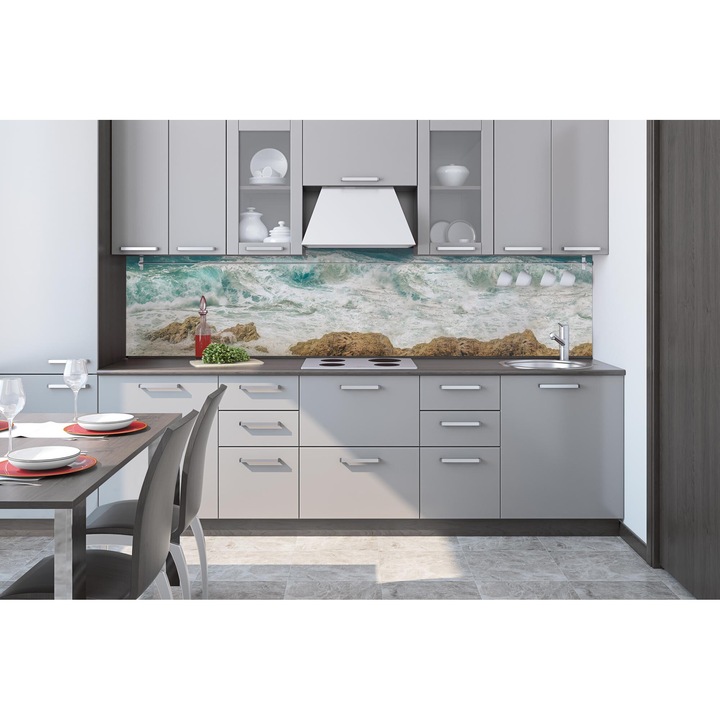 Tapet autoadeziv pentru bucatarie, DIMEX, forme geometrice, rezistent la apa, multicolor, 260x60cm