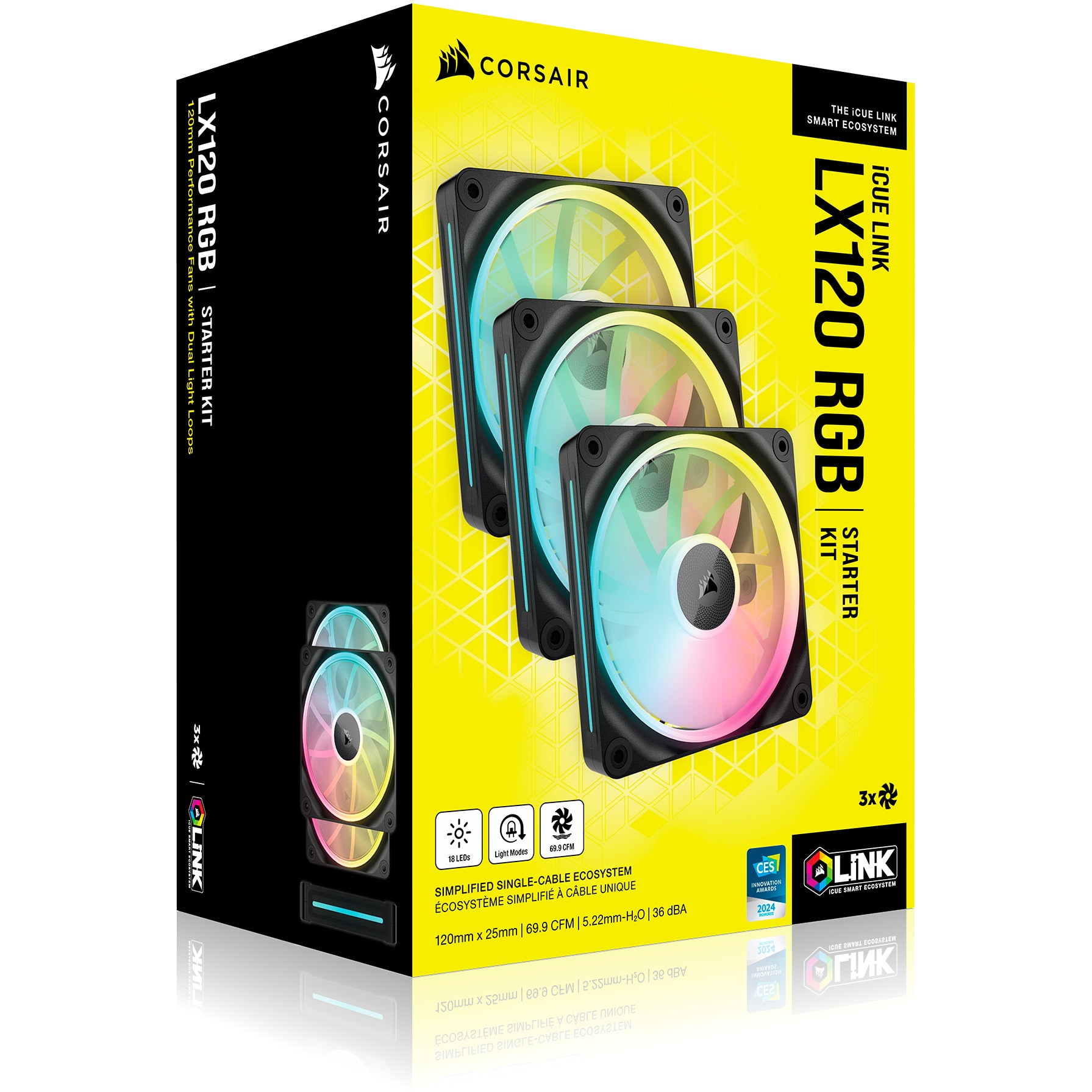 Ventilatoare CORSAIR iCUE LINK LX120 RGB BLACK, triple pack - eMAG.ro