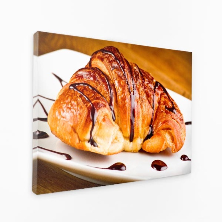 Комплект от три платна - кроасан с шоколадов сос върху чиния - 150x100 см